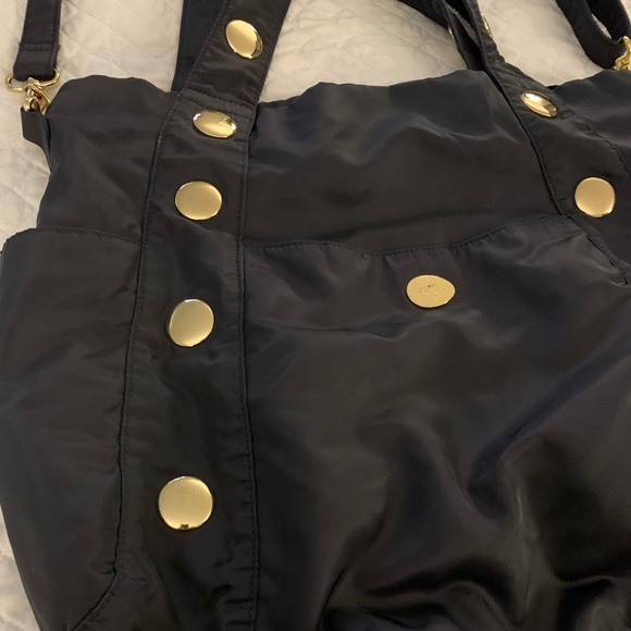 Best Black Tote Crossbody Bag With Gold Appliqué - Picture 2 of 11